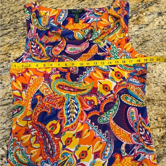 LAUREN Ralph Lauren Womens Sleeveless Cowl Neck Paisley Print Top Size Large - Picture 5 of 6
